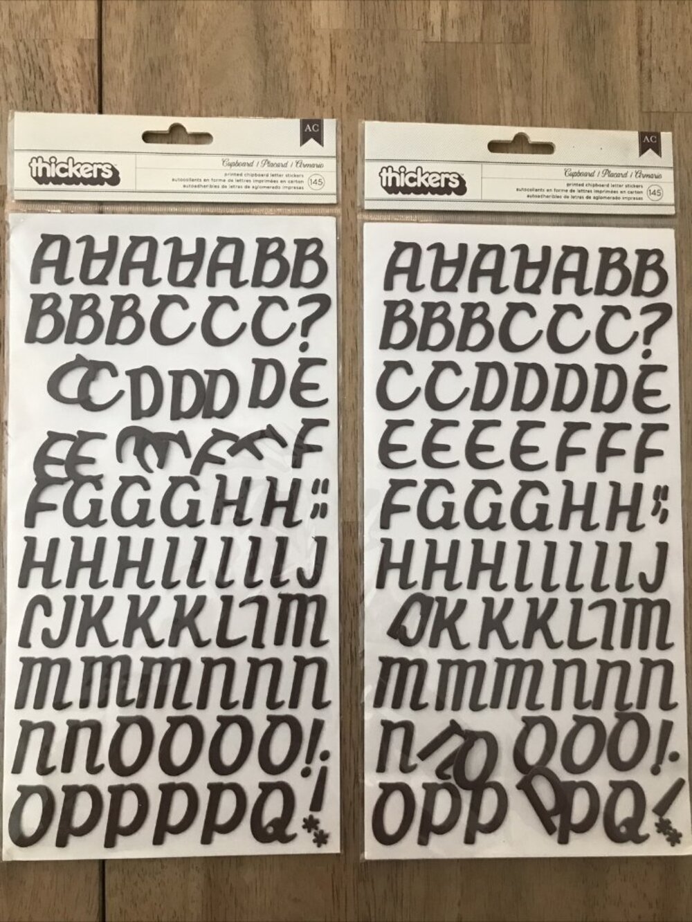 Set Of 2 Thickers Cupboard Brown Printed Chipboard Alphabet Letter Stickers